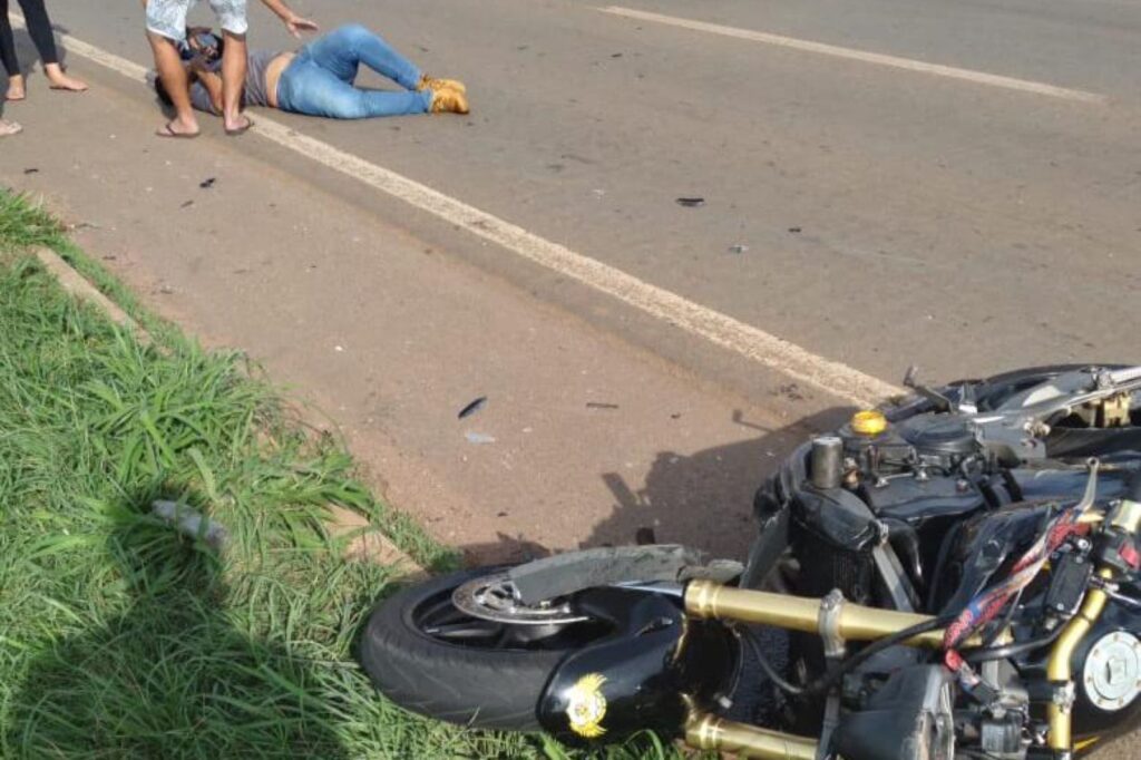 Motoqueiro ferido após acidente em novembro de 2020, na BR-060, em Anápolis (Foto: Reprodução)