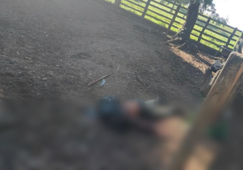 Corpo do homem que teria sido morto por um caseiro foi encontrado dentro do curral (Foto: Reprodução)