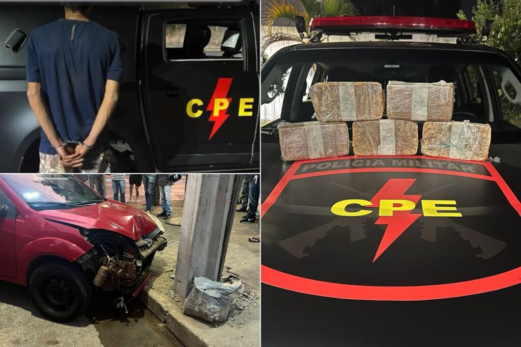 Segundo a PM, o traficante tentou fugir mas foi preso no quintal de uma casa (Foto: Divulgação/CPE)