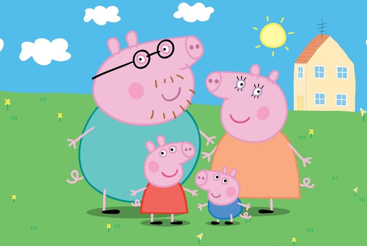 imagem com os personagens principais do desenho Peppa Pig