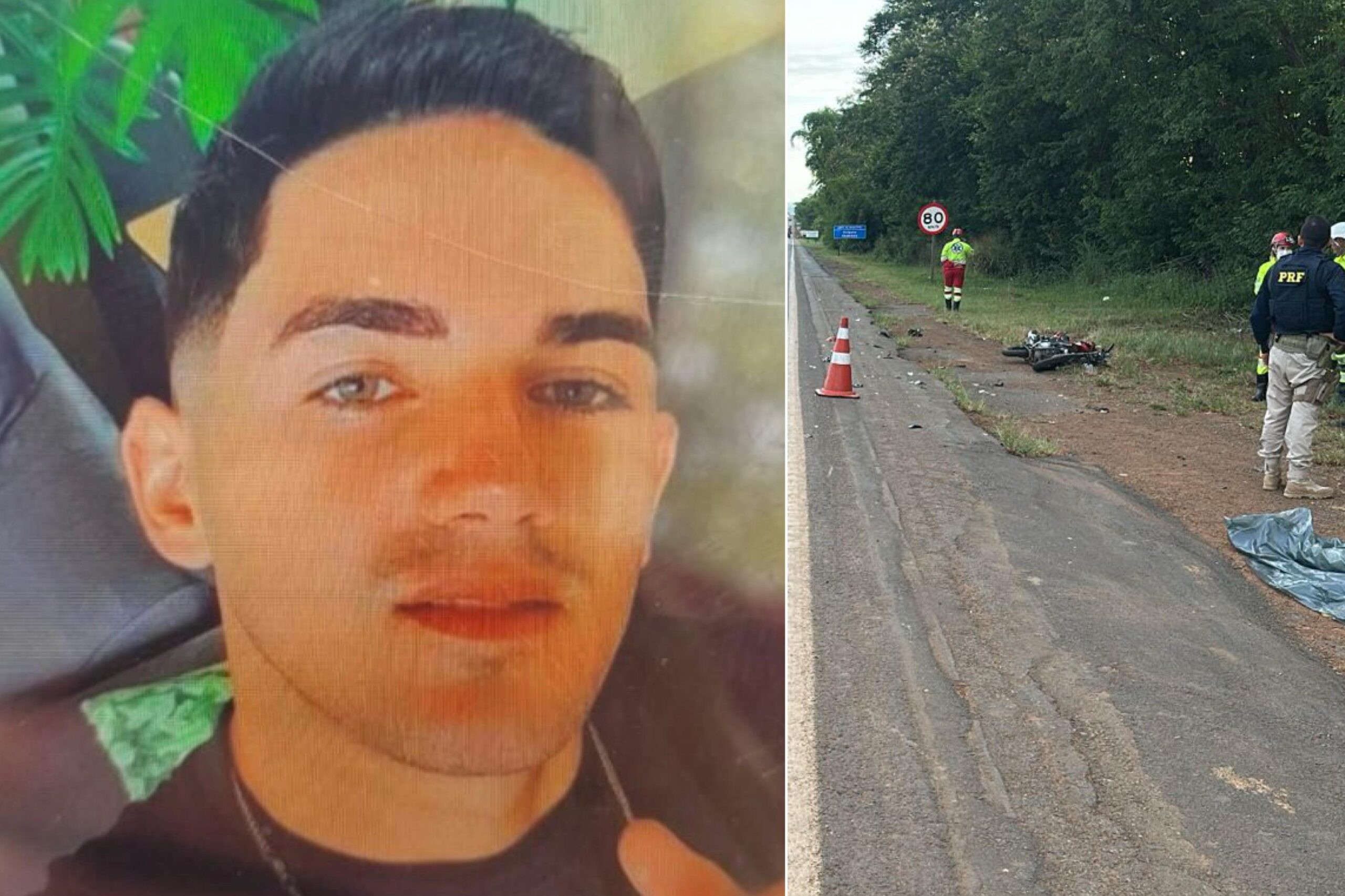 Gabriel da Silva Pires vítima fatal do acidente registrado na BR-414 (Foto: Reprodução e PRF)