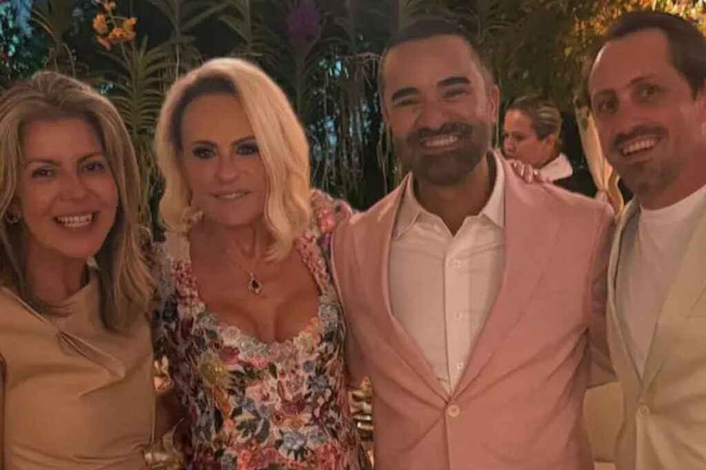 foto de ana maria braga e fábio arruda durante casamento