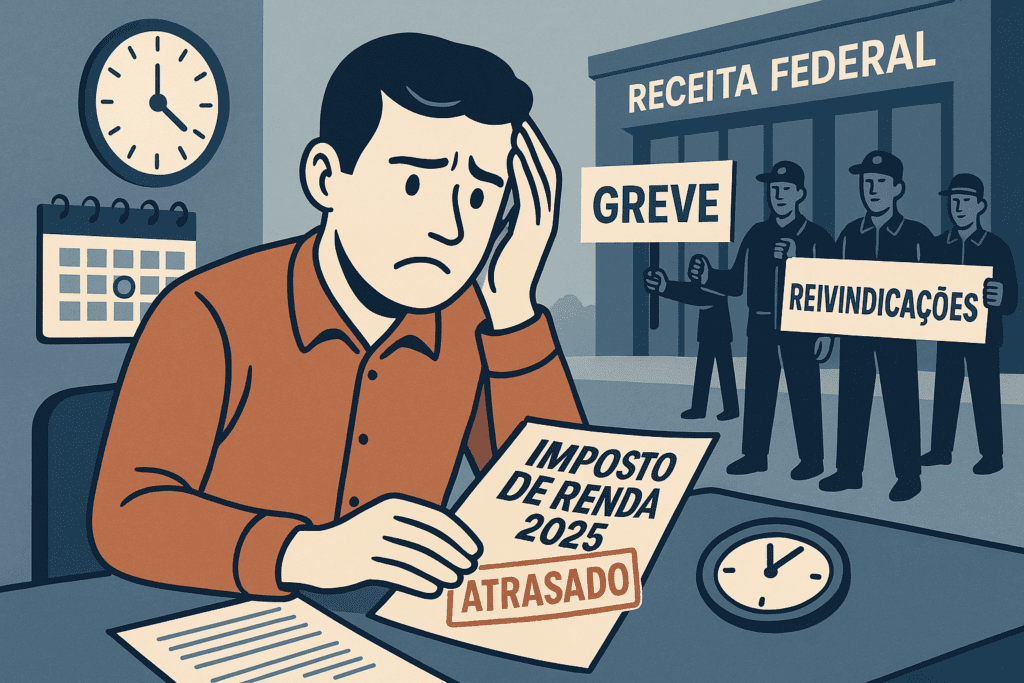 montagem feita por IA para ilustrar possível atraso na restituição do Imposto de Renda 2025