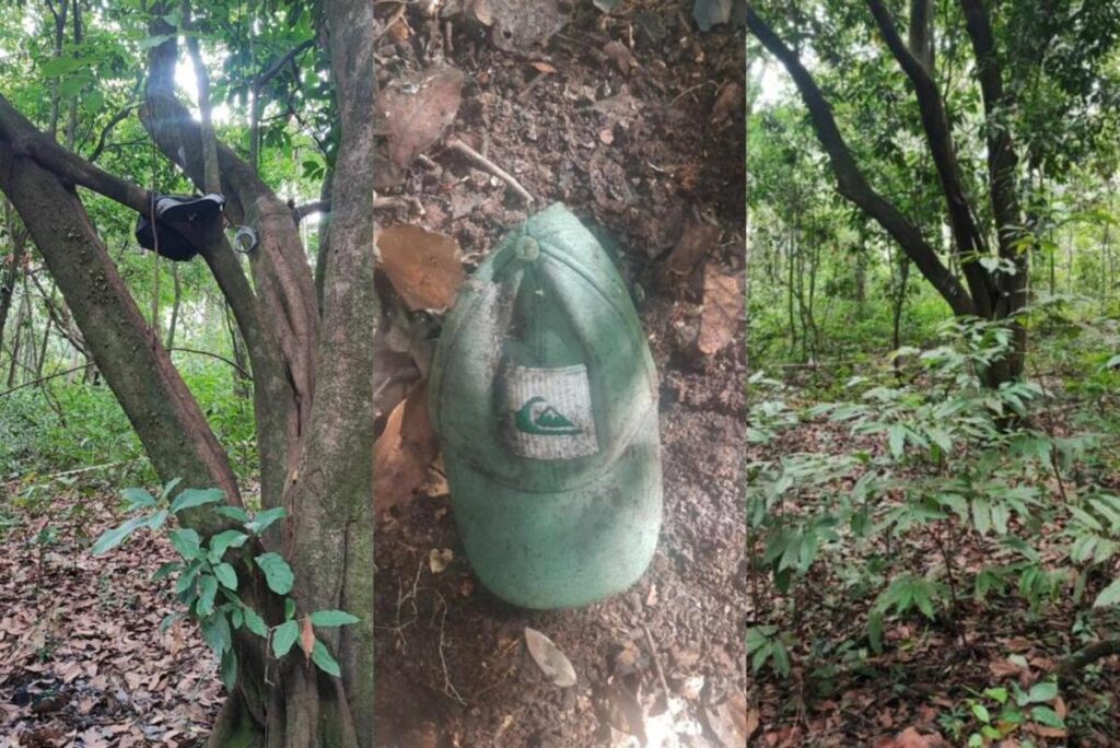 Ossada humana e possíveis pertences da vítima foram encontrados dentro de uma mata (Foto: Reprodução/Polícia Civil)