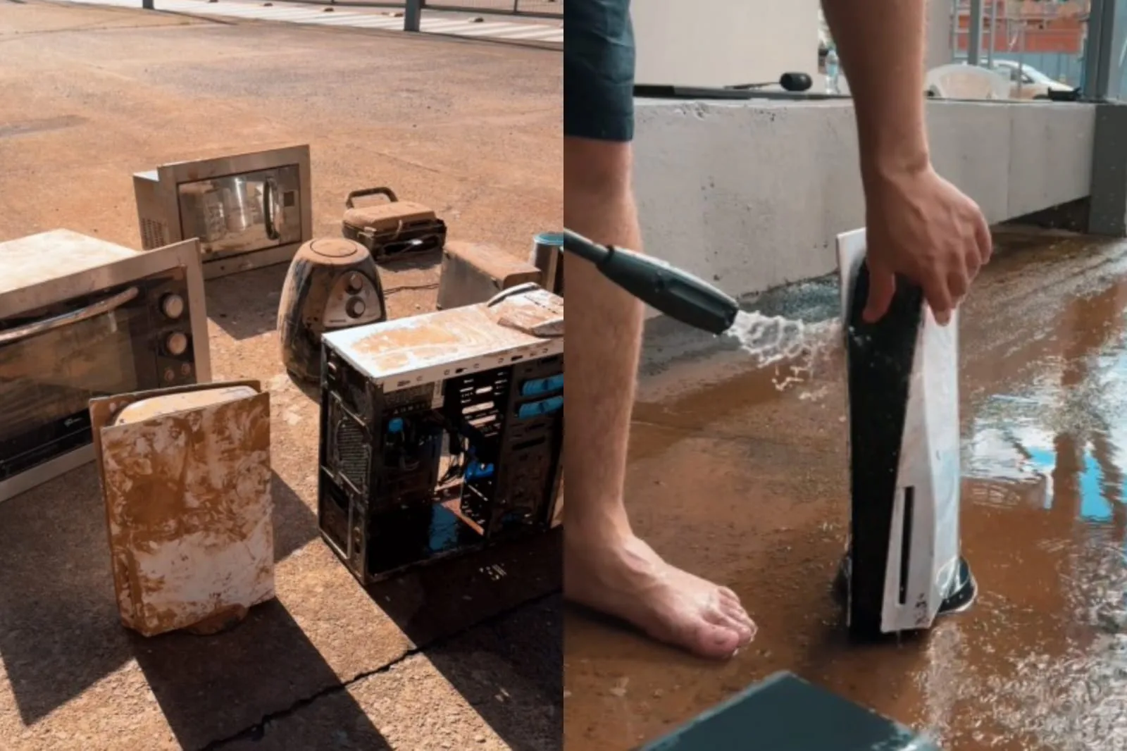 No vídeo, Jordão faz a demonstração de como lavar e secar os eletrônicos utilizando aparelhos que realmente foram comprometidos pela enchente. (Foto: Captura)
