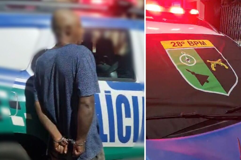 Assaltante estava armado com faca e agarrou a vítima (Foto: Divulgação/28º BPM)