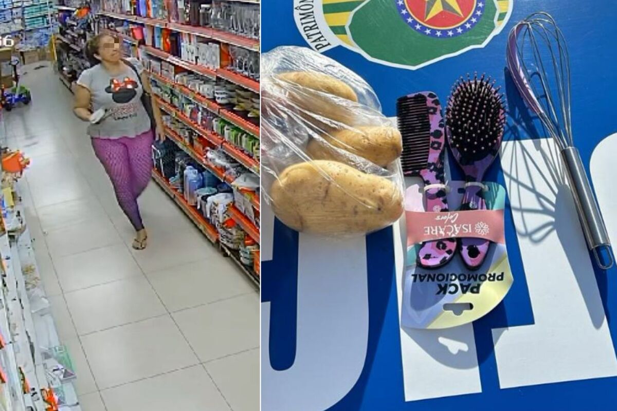 Mulher foi flagrada por câmeras de segurança do supermercado (Foto: Reprodução/Captura)