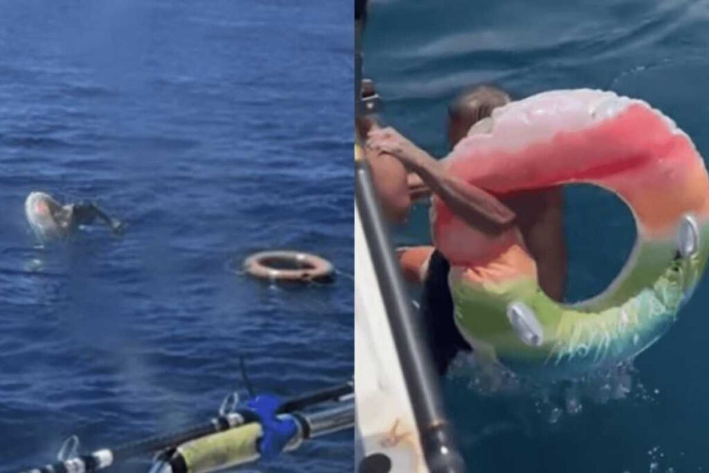 O homem acabou adormecendo enquanto flutuava sobre uma boia e foi levado pelas ondas até o meio do mar. (Foto: Reprodução)