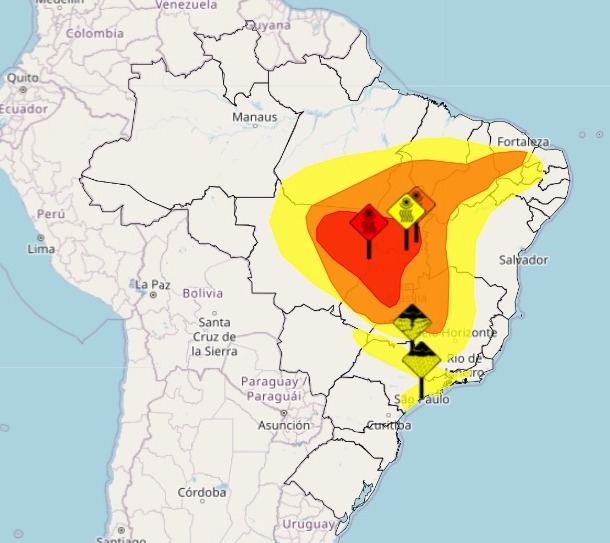 Grande parte do Brasil sofrerá com umidade abaixo de 30% (Foto: reprodução / Inmet)