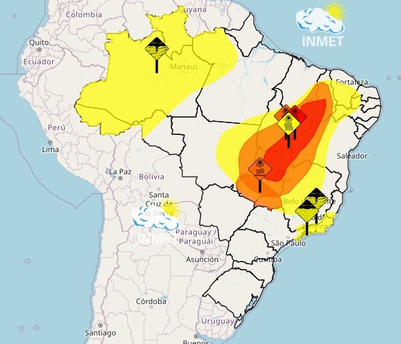 Onda de Calor causa altas temperaturas e baixa umidade. (Foto: Reprodução / Inmet)