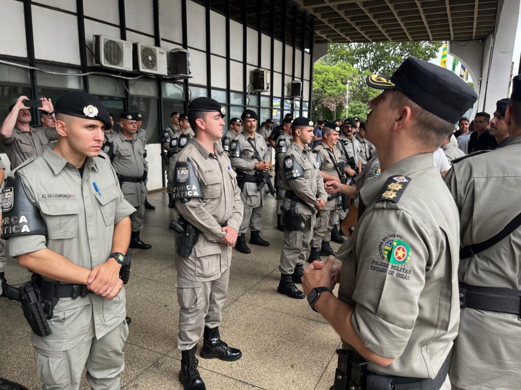 Desde sua criação em 2018, a Força Tática de Anápolis, composta por 10 viaturas com três policiais em cada (Foto: Jonathan Cavalcante)