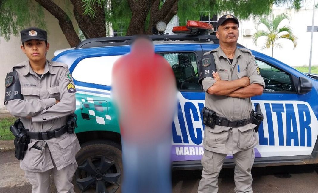 Suspeito tentou intimidar a polícia, mas a ex-companheira contou a verdade do ocorrido (Foto: Patrulha Maria da Penha)