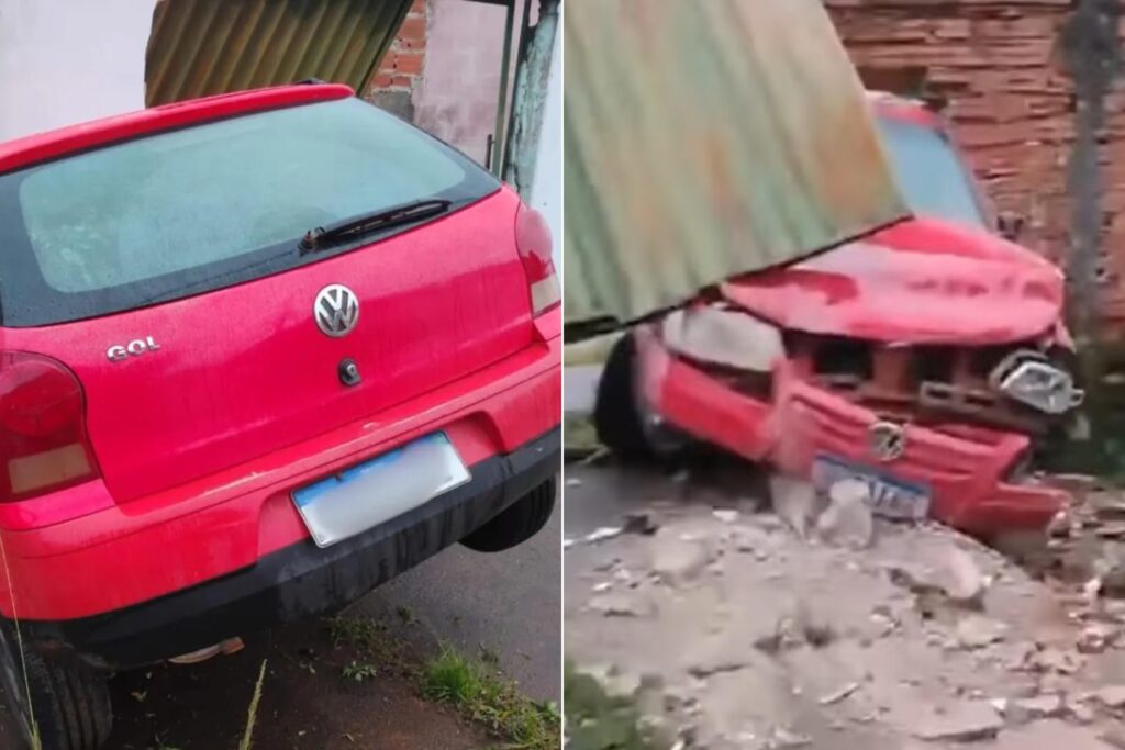 Veículo atravessou o muro e deixou um cenário de destruição na casa da moradora (Foto: Cedida à Rádio São Francisco)