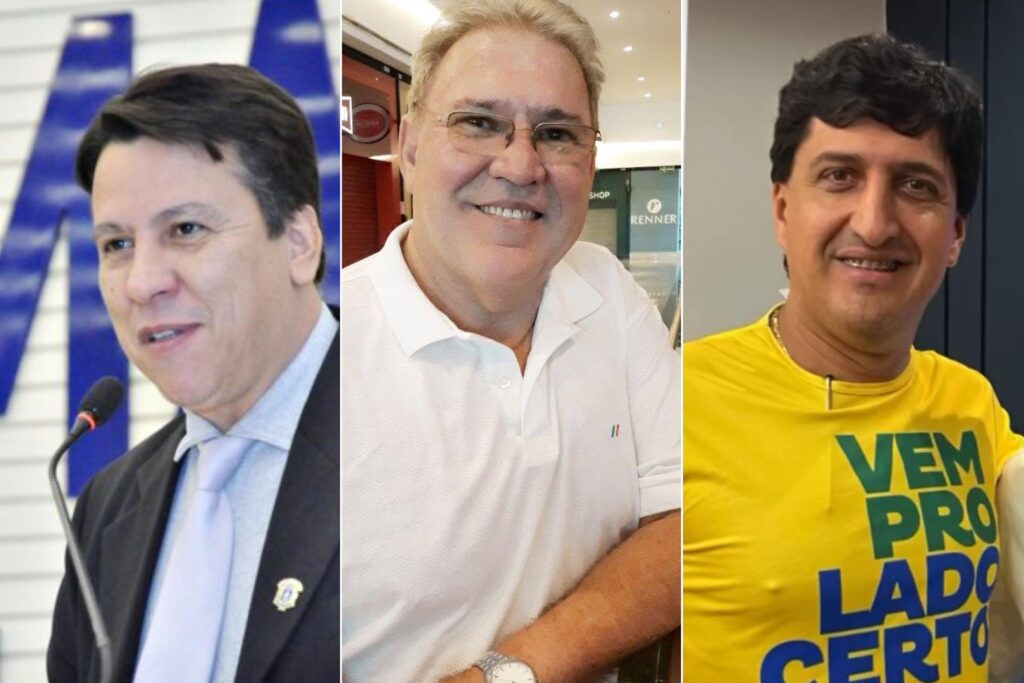 Hélio Araújo (à esquerda da foto), Amilton Batista (ao centro) e Leandro Garcia (à direita) integram a equipe de governo de Márcio Corrêa (Foto: Reprodução e Câmara Municipal)