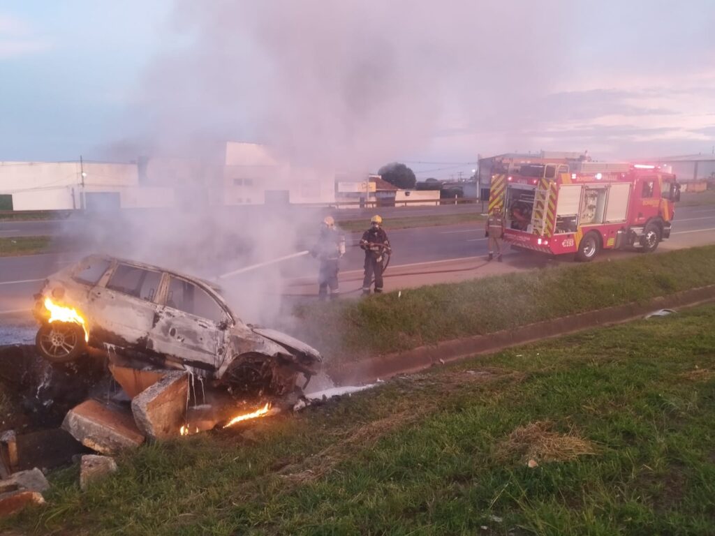 Vítima conduzia um Fiat Stilo (Foto: Divulgação/Bombeiros)