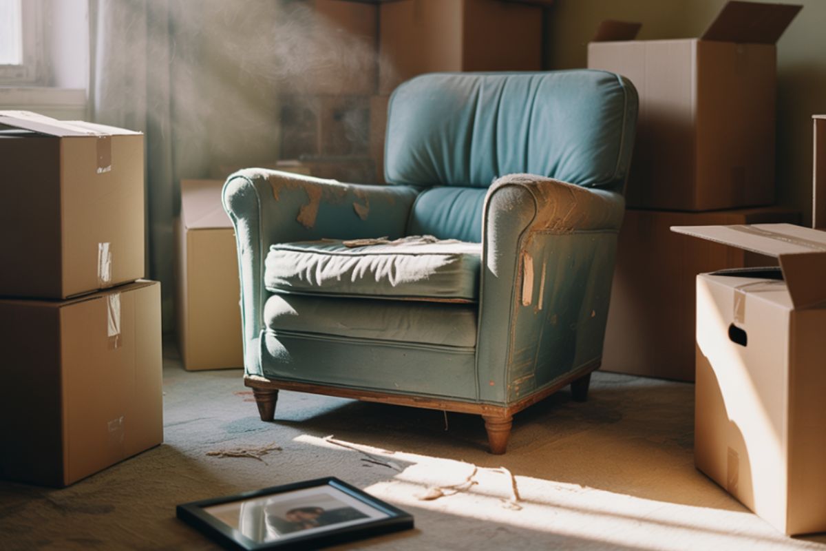 foto do casa e móveis embalados para sinalizar despejo