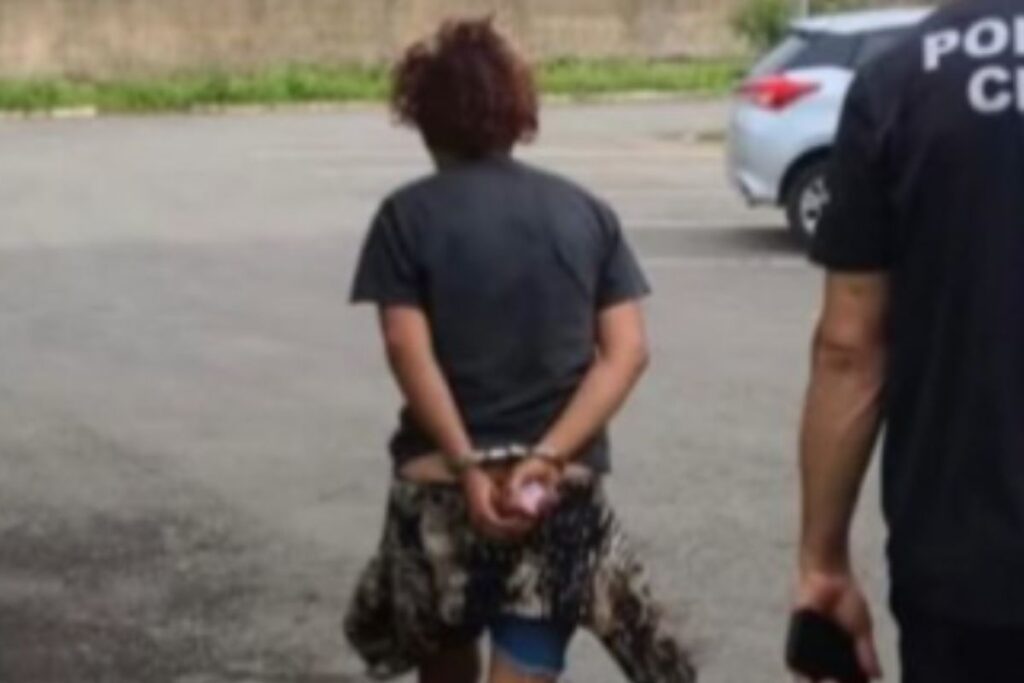 foto de viviane sendo detida pela polícia em anápolis